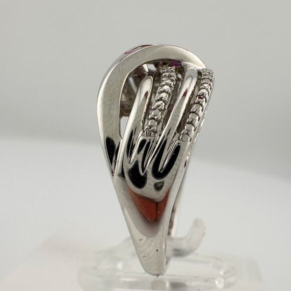 Detailed Lab Created Pink Sapphire and Sterling Ring - Size 7 - Picture 5 of 16